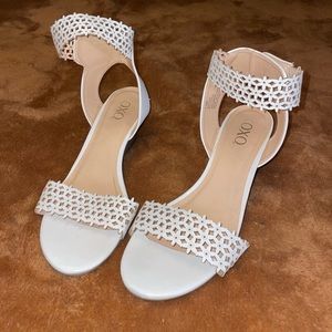 White Floral Wedge Sandal